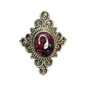 NWOT Handcrafted 925 Sterling Silver Natural Amethyst Stone Cocktail Ring Size 6